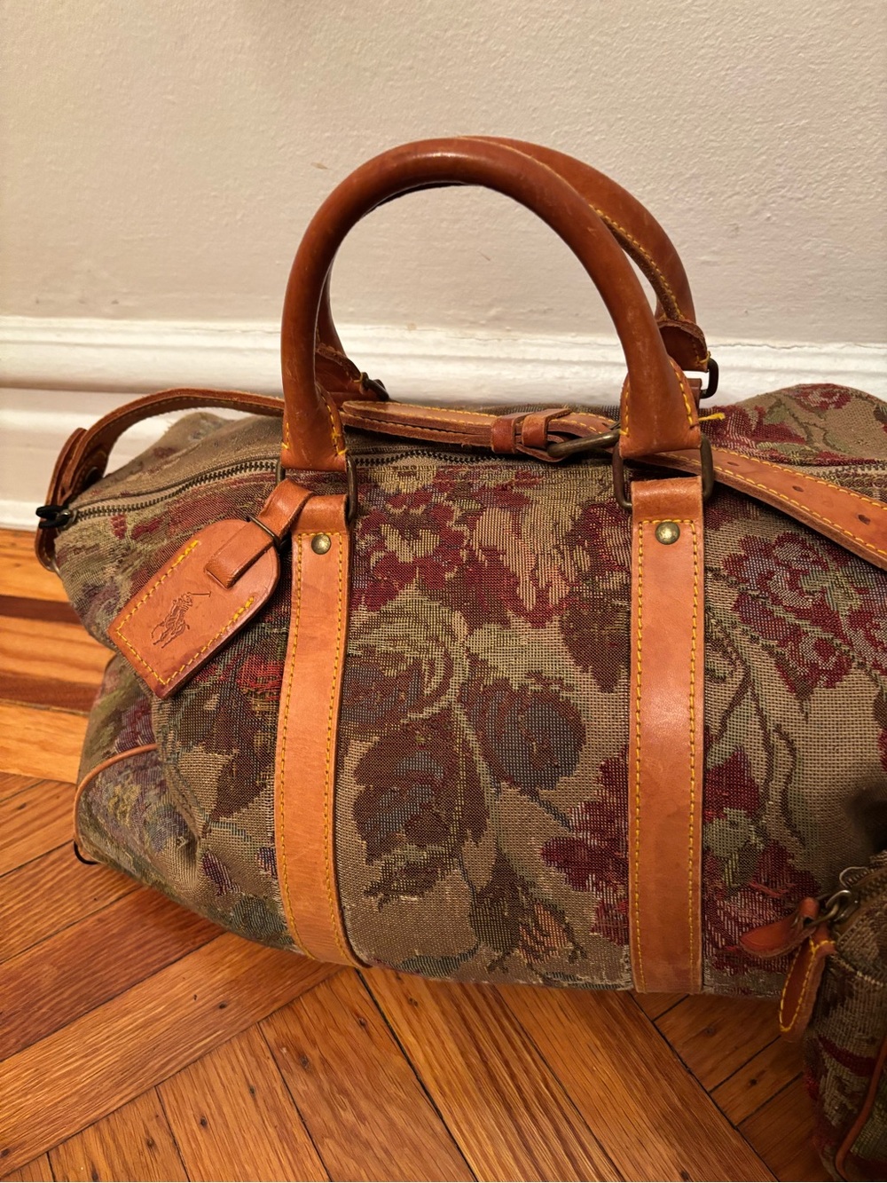Vintage 1990s Ralph Lauren Weekender Tapestry Duffle Bag - Old Money Aesthetic - Picture 2 of 16
